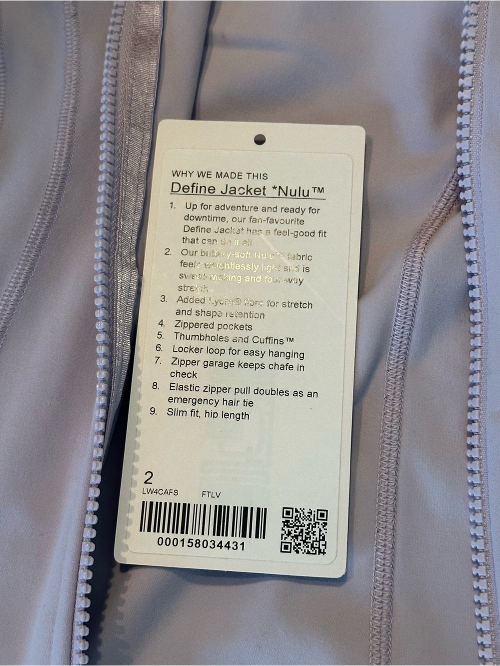 Never worn tag included lululemon athletica Define Jacket Nulu - Lavender size 2 - Picture 3 of 3